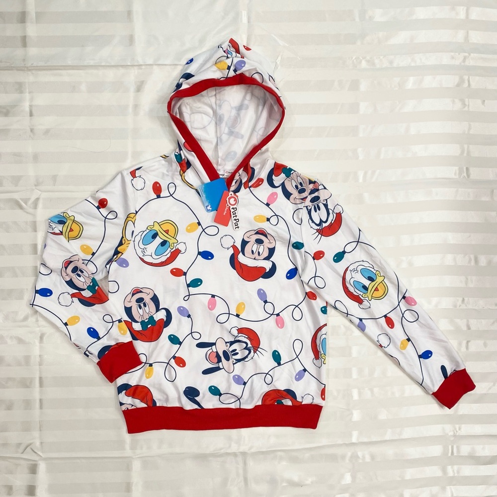 Disney Women Mickey and Friends Allover Christmas Hooded Long-sleeve Sweatshirt - Picture 5 of 6